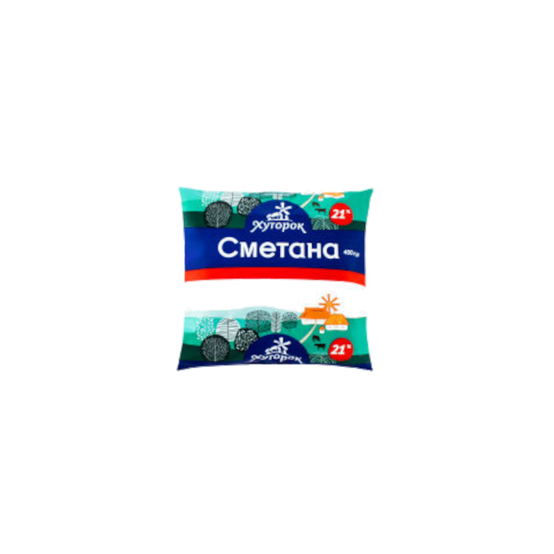 Сметана ХУТОРОК 21%, 400г, плівка поліетиленова